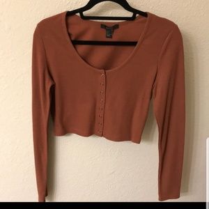 Rust long sleeve crop top